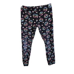 Children's Place Girls Size M Leggings Black Neon Rainbow Emoji Stars Peace Sign